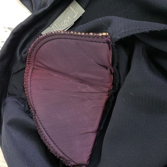 Vintage 80s Alison J. Satin Wrap Surplus Midi Dress Navy Long Sleeve XL VGUC - Picture 10 of 17